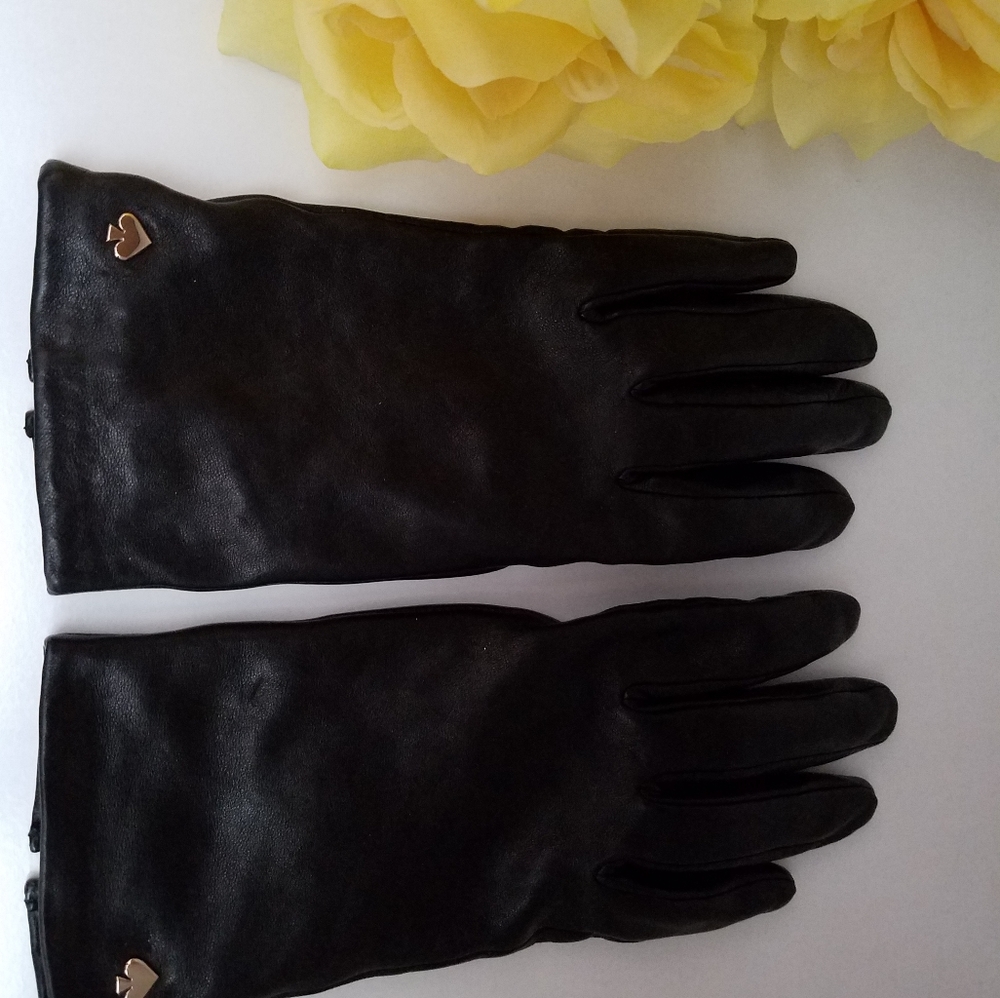 Kate Spade Black Leather Gloves Tag Included